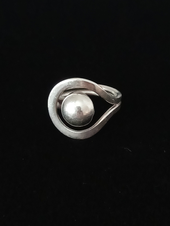 Vtg Mexico Silver 925 Orbital Design Ring Size 6.5 - Picture 2 of 6